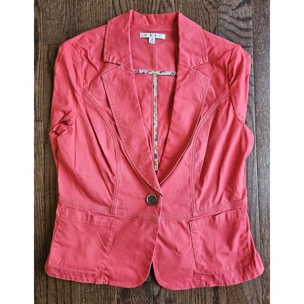CAbi Toss On Geranium Jacket Size 8 Womens Red Pink Poppy Blazer #878
